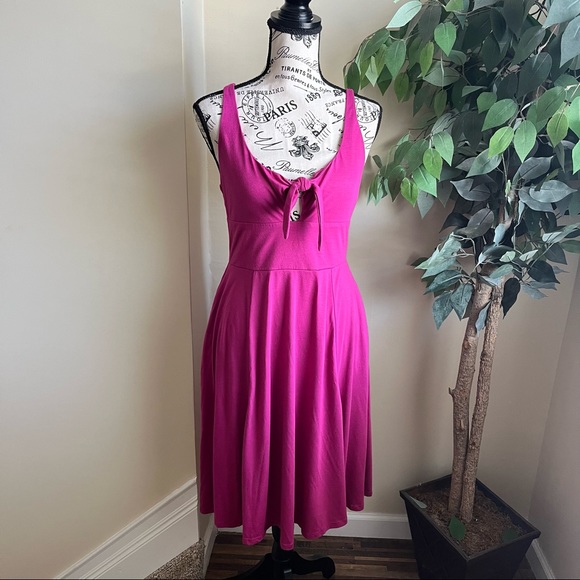 Lulus Haileah Magenta Tie-Front Sleeveless Midi Dress Sz M - Picture 2 of 15